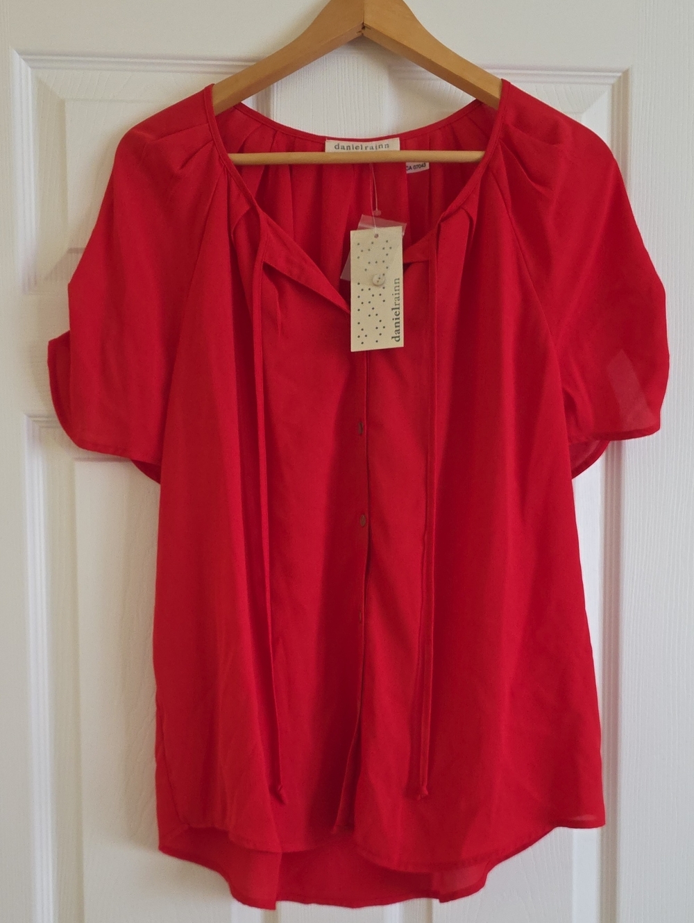 Daniel Rainn Vibrant Red Tie-Front Blouse